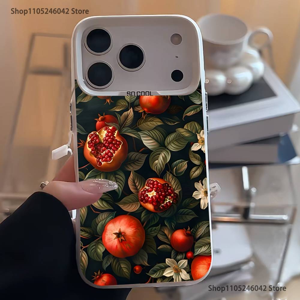 Cute pomegranate For White Candy Matte Cover iPhone 17,16,15,14,13,12,11,Mini,Pro,Plus