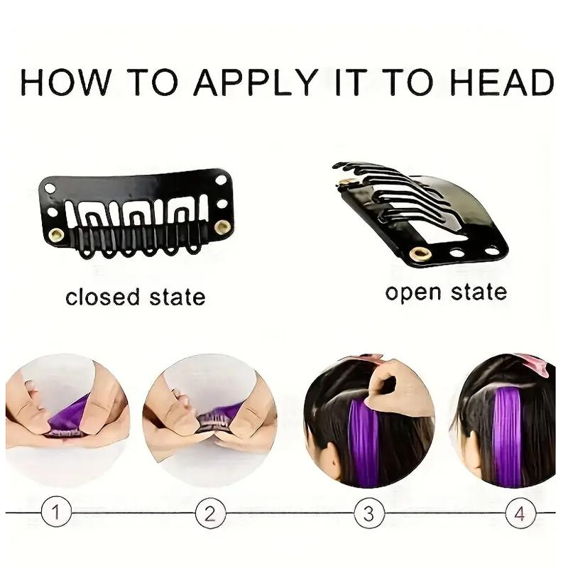 One Card Gradient Hanging Ear Dye Three Color Hair Extension Wig BB Clip Colored Wig Women's Synthetic Wig Halloween Music Festival Party Use