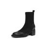 Krazing Po Microfiber Flock Winter Round Toe Size 33 Chelsea Boots Size 43 Zipper Thick High Heels Elastic Ankle Boots