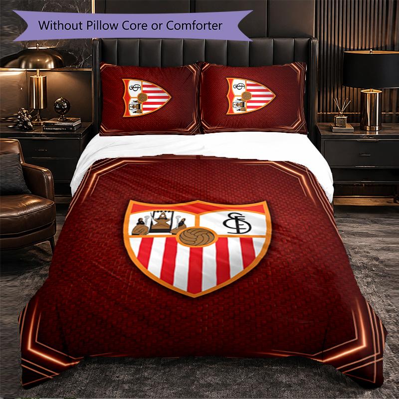 Sevilla FC Themed Bedding 3Pcs Duvet Cover Set Decorative Bed Linen For Teen Room Home Decoration