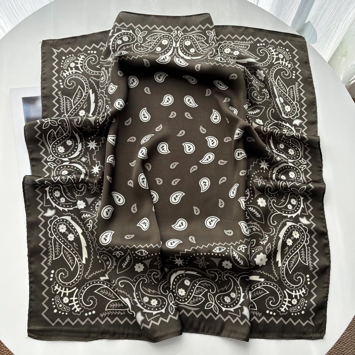 

Paisley Printed Square Scarf For Women Elegant Imitation Silk Scarves Bandanas Retro Hijab Neckerchief Luxury Shawl Wraps
