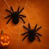Décoration Halloween - SIROCO - Lot de 2 Grandes Araignées Velours 10 cm - Noir - Réaliste - Réutilisables