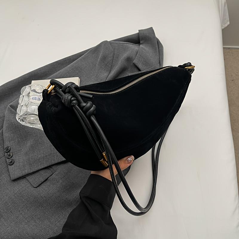 Women'S Retro Underarm Dinner Satchel Plush Frosted Casual Crossbody Bag Creative Shoulder Dumpling Bag Adjustable Shoulder Strap Waterproof Handbag