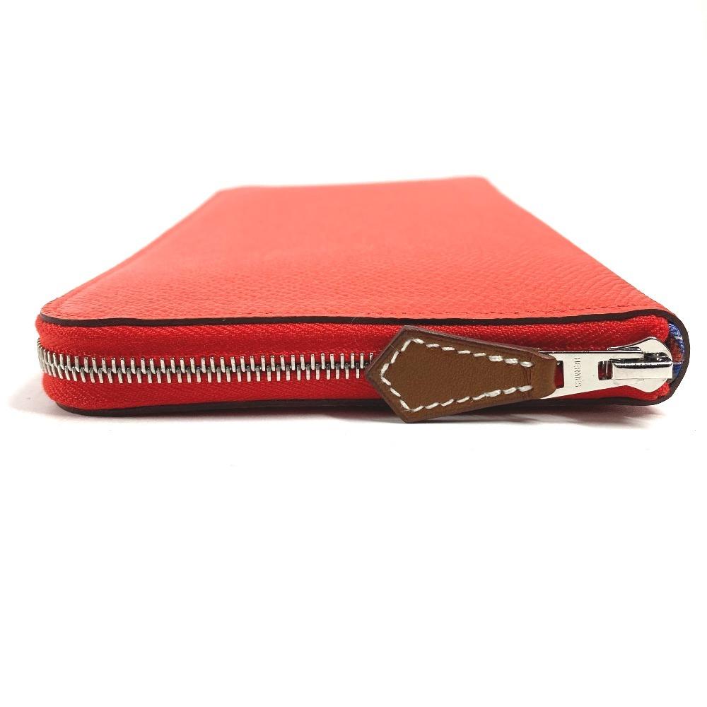 HERMES Azap Long Silk-In Wallet Zip Around Long Wallet Epsom Capusine Orange