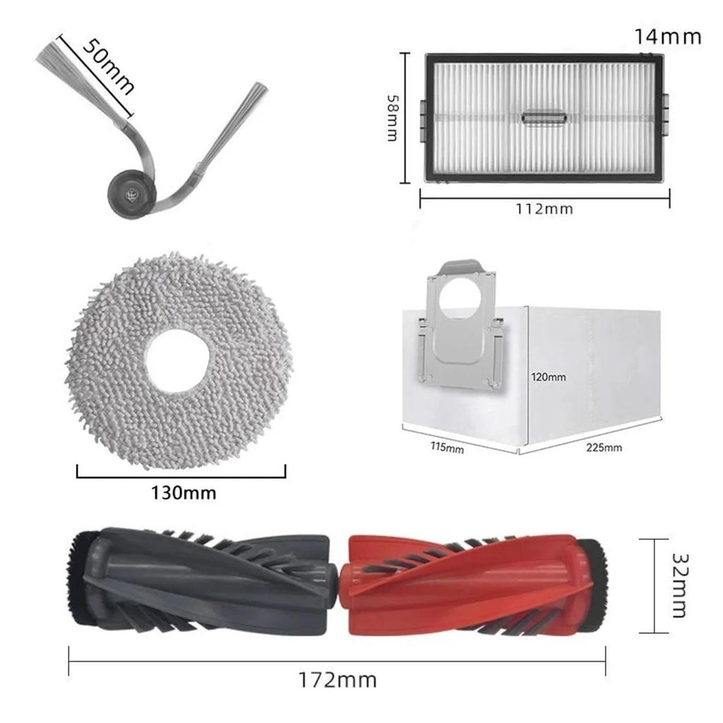 All-in-One Spare Parts for Roborock Saros 10R/G20S Ultra: Main & Side Brush, Mop Cloth, HEPA Filter and Dust Bag Accessories