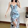 Spring New Women's Clothing Solid Color Slim Fit High Waist Fashion Collar Suspender Sleeveless Dress