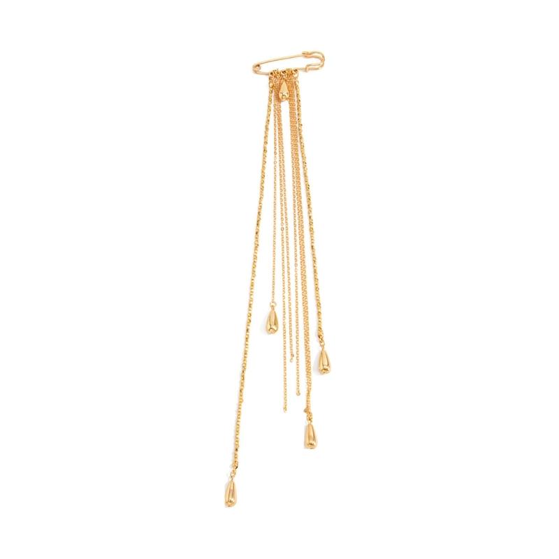 Retro Styles Alloy Brooch Pin With Imitation Pearls Accent Adjustable Chain Tassels Designs Unisex Fashion Accessory