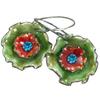 Pendientes Colgantes Vintage Color Plata Flor Verde Piedra Azul Tallada para Mujer Joyería