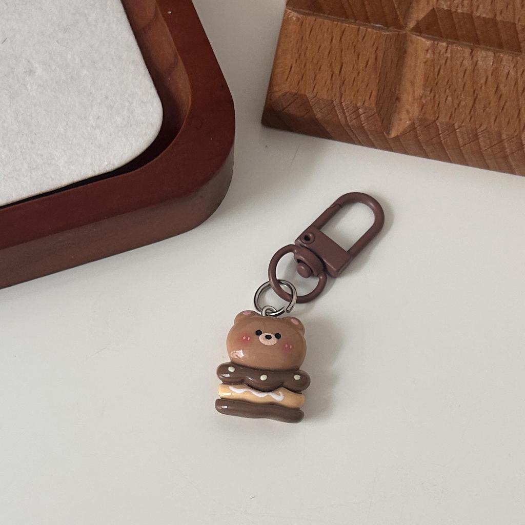 Chocolate Bear Biscuit Keychain: Food Toy Bread Pendant for Friends & Couples