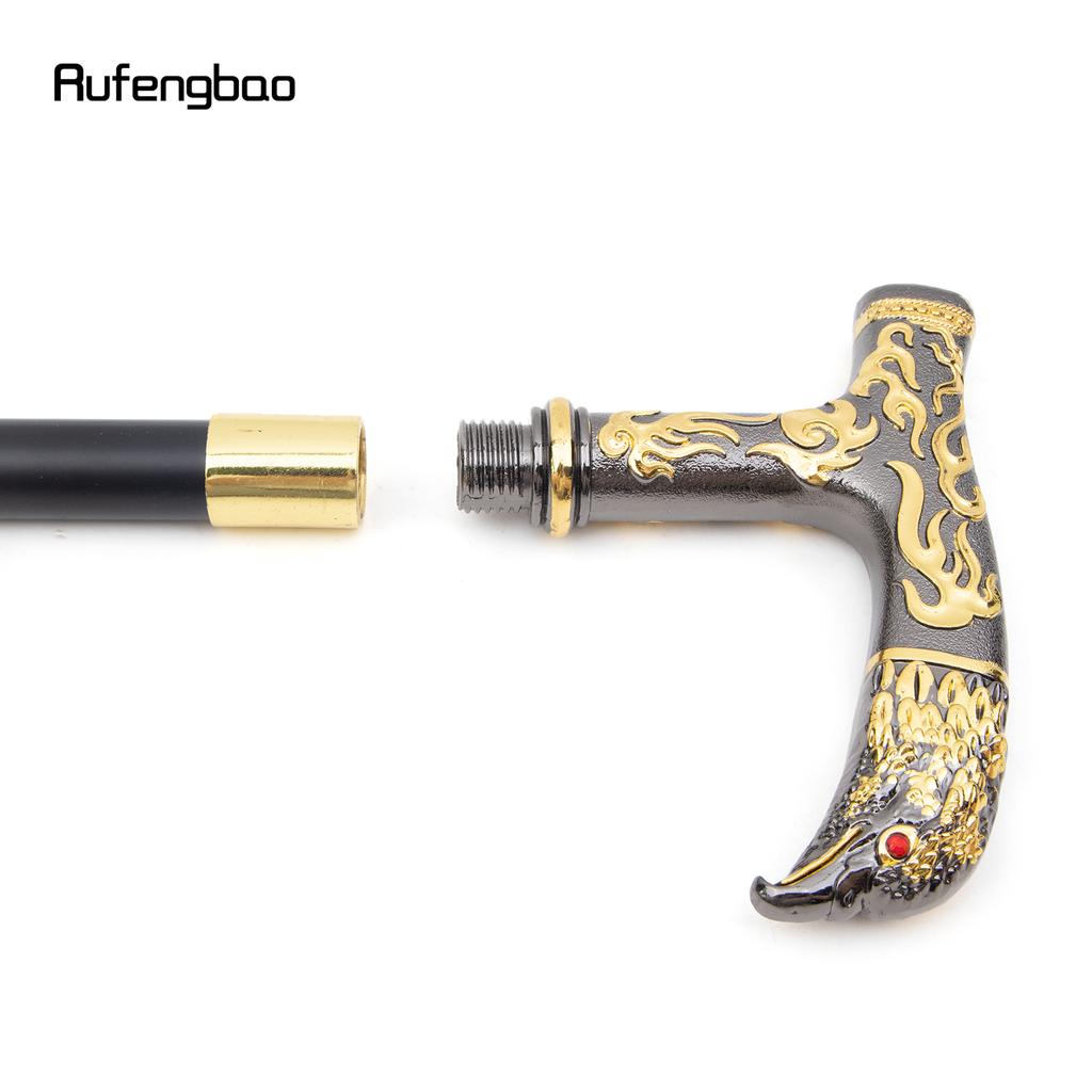 Golden Black Eagle Red Eye Pattern Walking Stick Party Fashion Elegant Walking Stick Decorative Cospaly Cane Knob Crosier 90cm