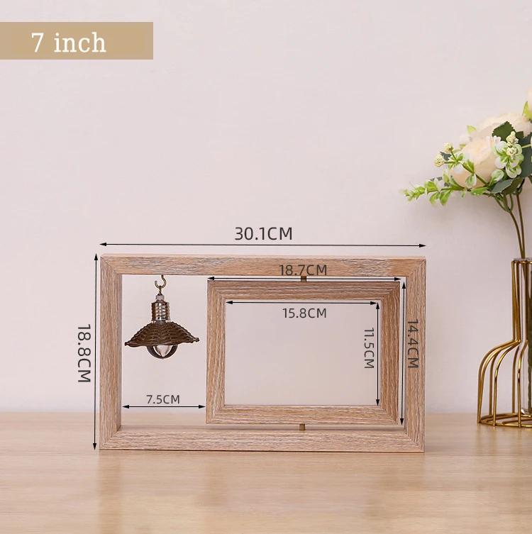 HeMu Creative double-sided rotating wooden photo frames posing for personalized couples gifts commemorative wooden photo frames