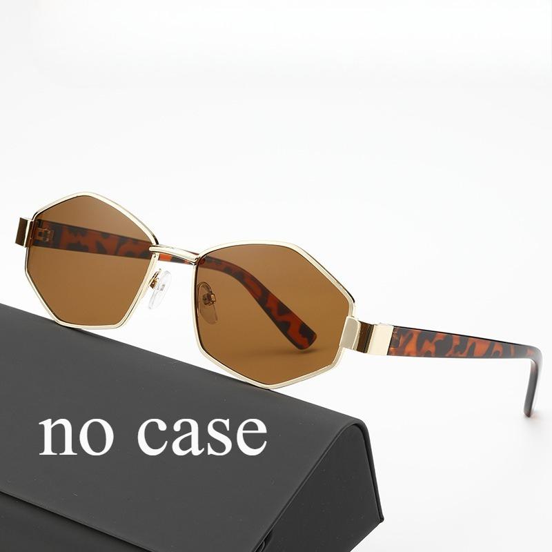 Trendy European American Style Polygonal Metal Sunglasses for Square Round Face Fashion Brand Glasses