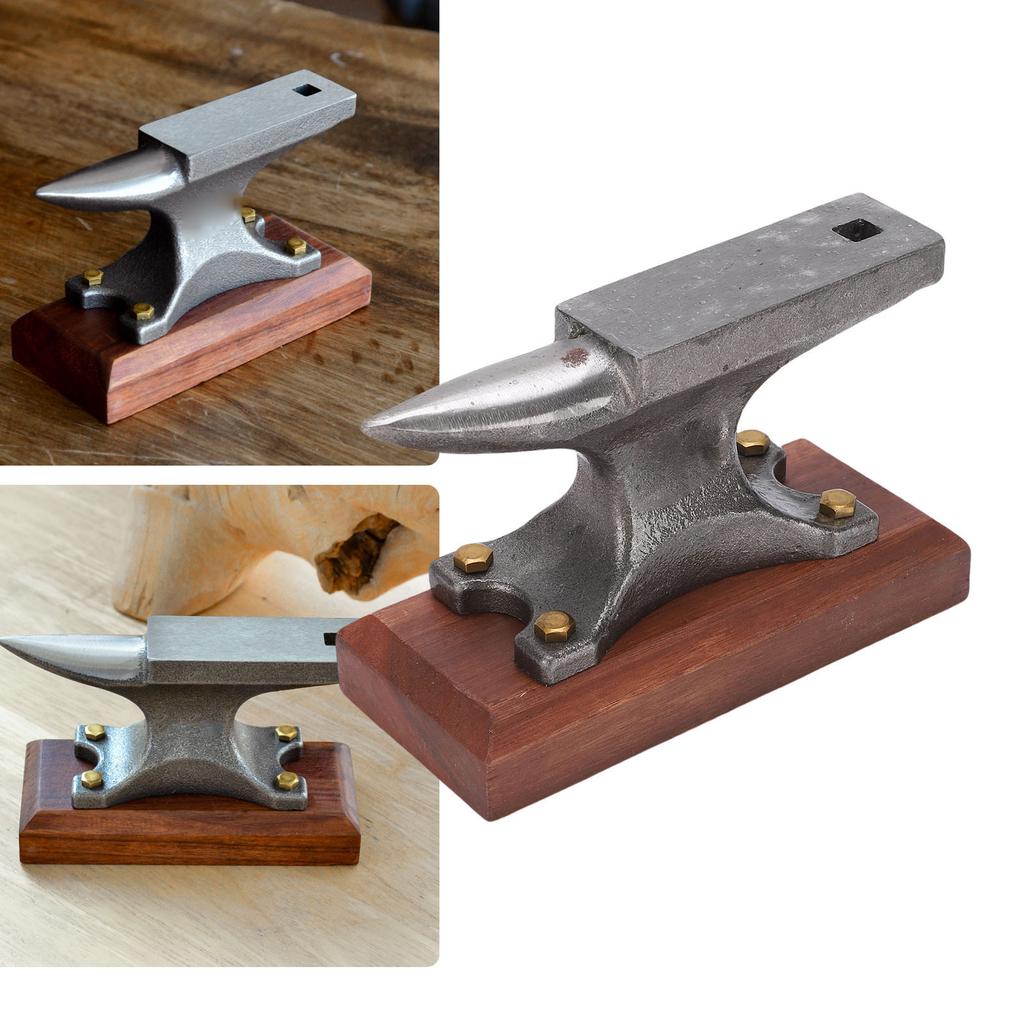 Mini-Hufschmiedamboss Holzsockel Gusseisenamboss für Schmuckherstellung Metallschmieden Hämmern Einzelhornamboss