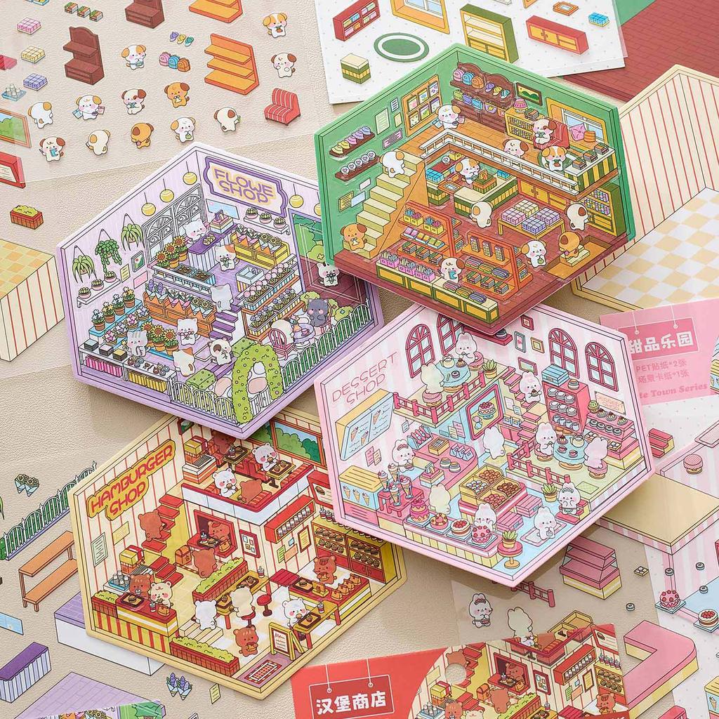 2pcs fun 3d landscape sticker Planner Creativity Decorative Hand Account Hand Account Scrapbooking material