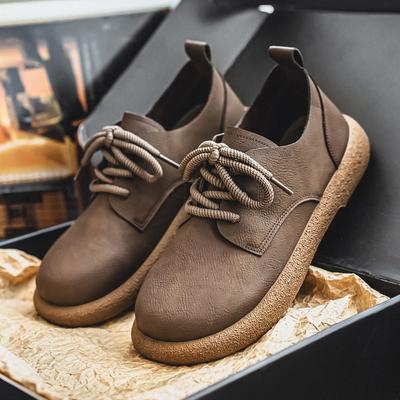 Zapatos Casuales Clásicos para Hombre Zapatos de Cuero Transpirables Retro Zapatos Cómodos para el Trabajo con Cordones Ligeros Calzado para Caminar y Conducir