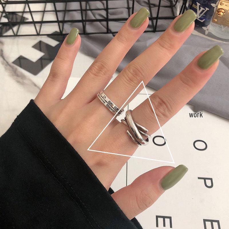 S925 Sterling Silver Roman Numeral Open Ring for Women - Trendy, Retro, and Stylish