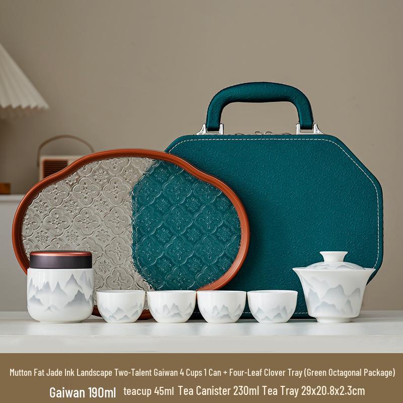 Elegant Mutton Fat Jade Teapot Gift Set - Dehua Ceramics Reception Souvenir