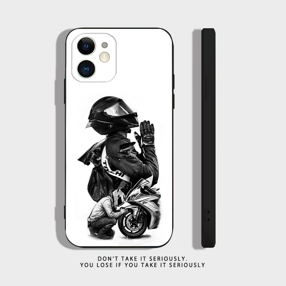 

Motorcycle Rider Phone Case For iPhone 17 16,15,14,13,12,11,Pro,XS,Max,XR,Plus,Mini Soft Silicone Black Shockproof iPhone15