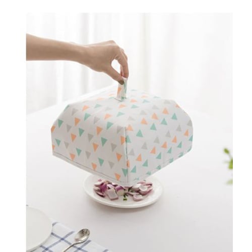 HJ Foldable Table Cover, Insulated Food Cover, Easy Storage, Pot Cover, Cookware (37*37*15cm, White Circle)