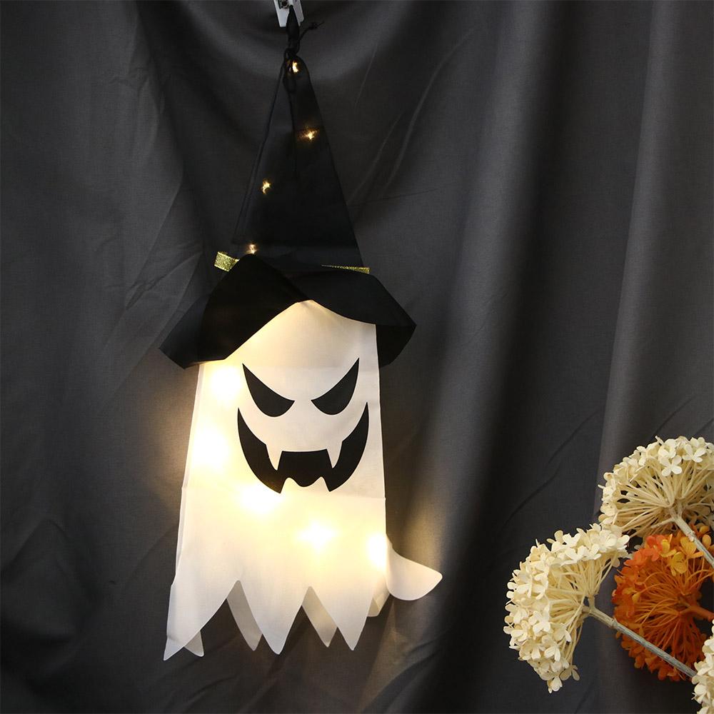 Tree Flashing LED Indoor Outdoor Hanging Light Witch Hat Halloween Decoration Glowing Ghost