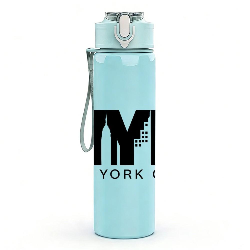 1PC NYC New York City Letter Print 750ml Color Plastic Sports Water Bottle Leakproof Flip Straw Lid Suitable for Sports Office Home Use