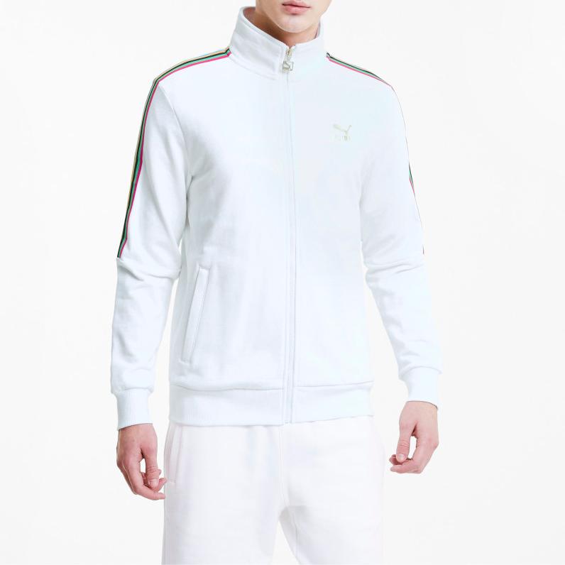 Puma TFS Unity Zip Knit Stand Collar Fitted Jacket Men Outerwear White 599293-02