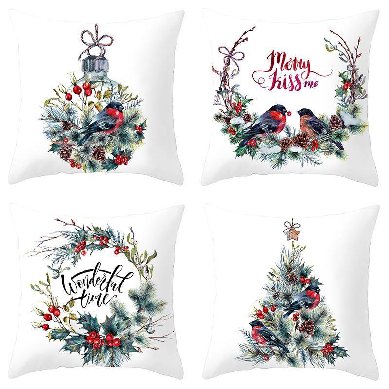 Cross-border Wholesale Christmas Pillow Covers Printed Holiday Sofa Car Pillow Waist Back Cushion Cover