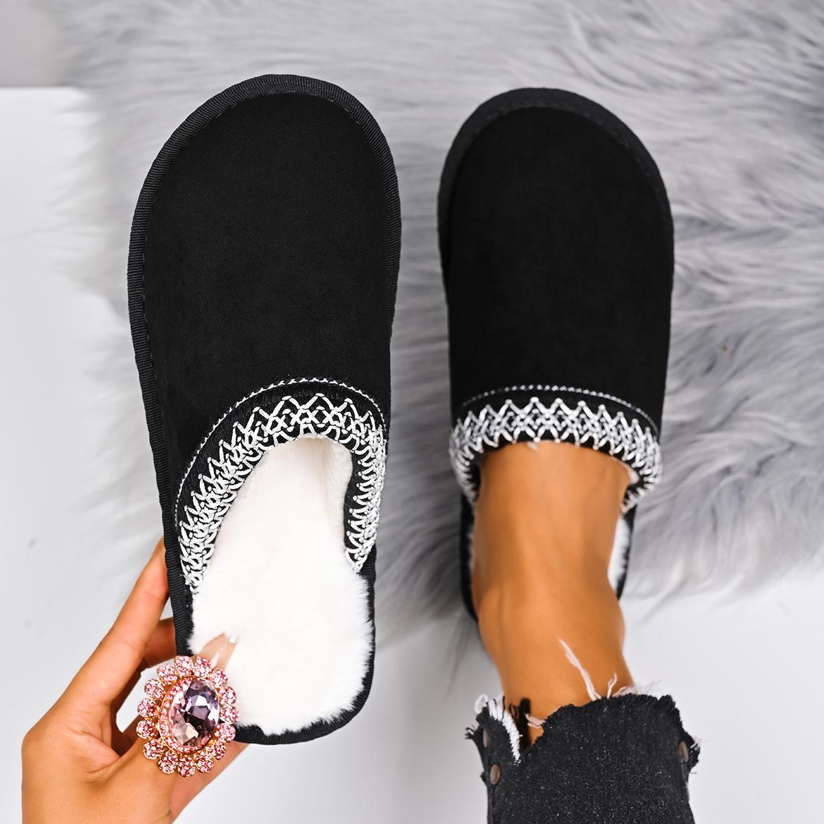 

2025 New Fashionable Women Slippers Retro Luxury Home Cotton Slippers Non Slip Flat Shoes Women Lightweight Outdoor Slides Women 36-37 чёрный