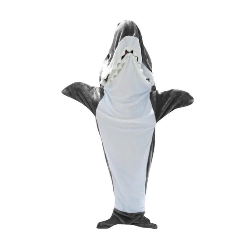 Shark Sleeping Bag Flannel Wearable Onesie Pajamas Hoodie Homewear