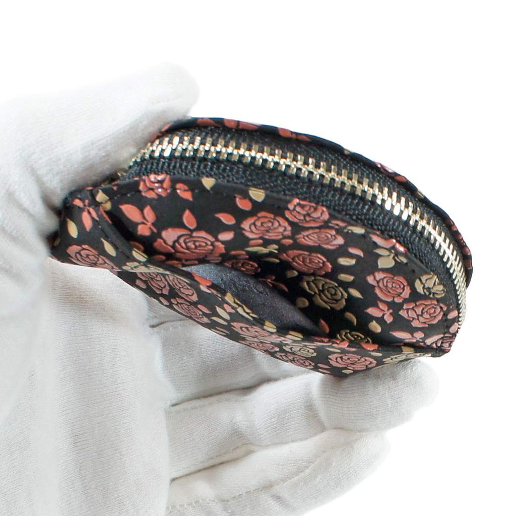 Indenya Inden Coin Purse Deerskin Kaguwa Rose Petite Black X White Pink Lacquer 8401