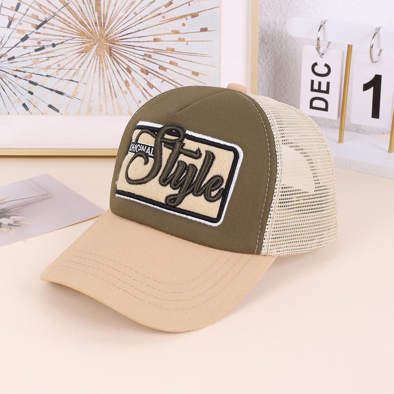 

Cross-border new 3D premium three-dimensional embroidered letter Style mesh baseball cap outdoor sunshade baseball cap One Size