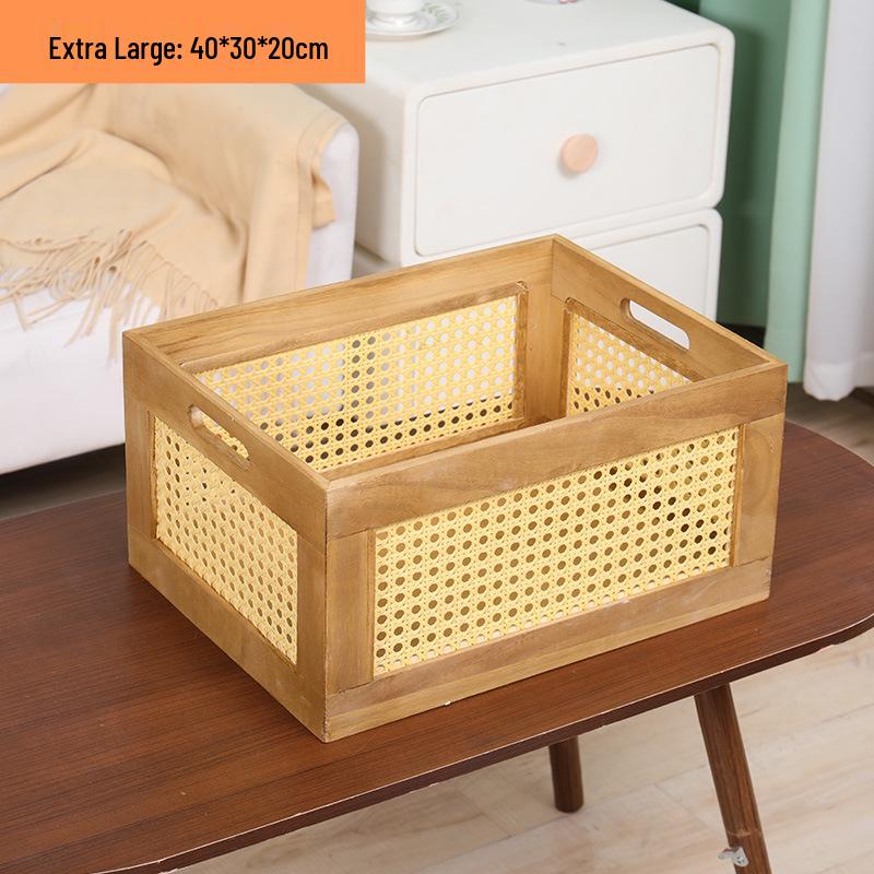 Distressed Wooden Rectangular Basket for Fruit & Vegetable Display