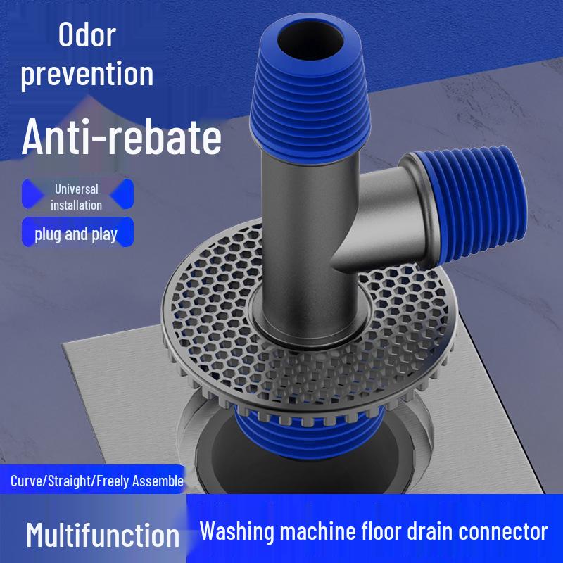 Anti-Odor Overflow Washer/Dryer Drain Connector with Three-Way Cover