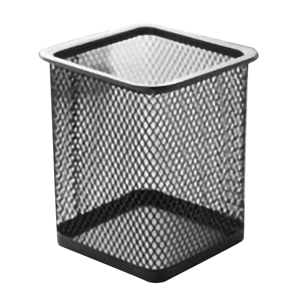 2 pcs Metal Pen Holder Solid Structure Square Storage Tube Desk Container Stationery Sorting