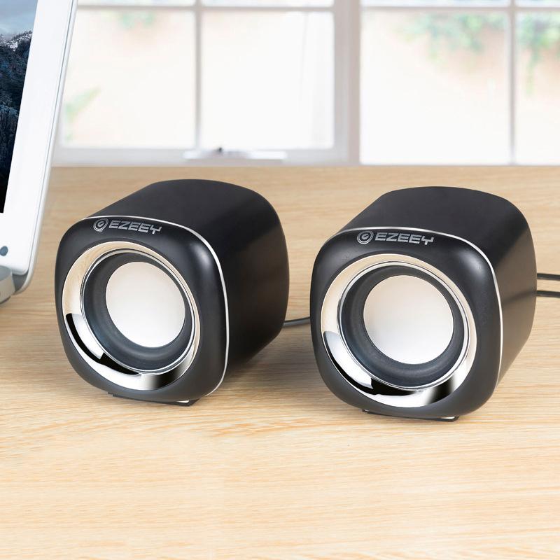 

EZEEY A1 One Pair 3.5mm+USB Mini Square Wired Speaker Computer Multimedia Desktop Speaker Box for Tablet,Laptop,Phone White