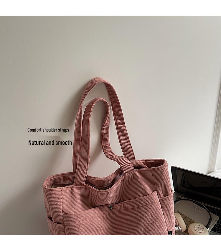 Versatile Canvas Tote - Large Capacity Shoulder Bag for Students