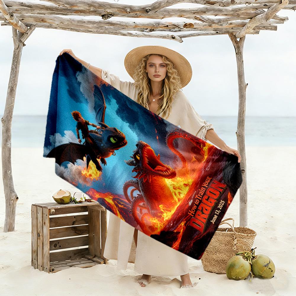 How Train Dragon1 Beach Towel Super Soft Microfiber Quickdry Fabric Comfortable Lightweight Suitable for Swimming, Gym, Camping, Yoga Vacation