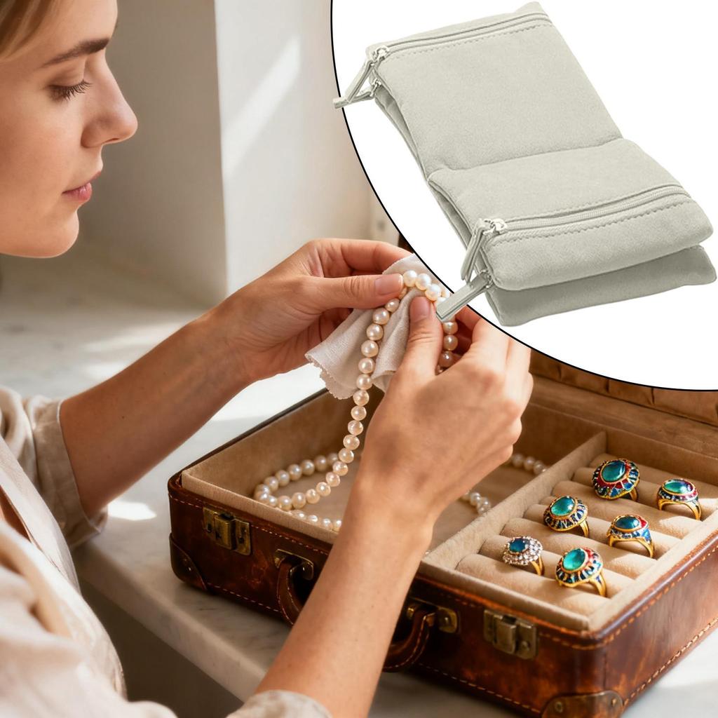 Jewelry Pouches For Storage 4 Pockets Jewelry Storage Bags With Zipper Portable Rings Pouches For Bracelet Earrings Rings Travel