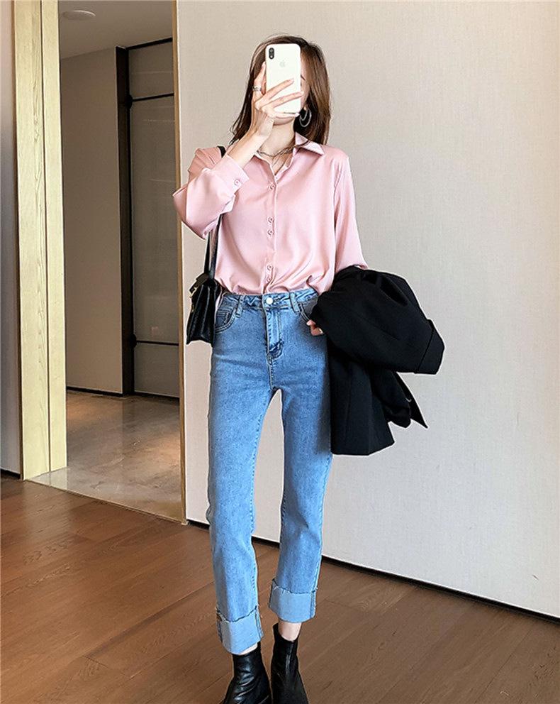 Women's Chic Long Sleeve White Chiffon Shirt - Early Autumn 2025 Style