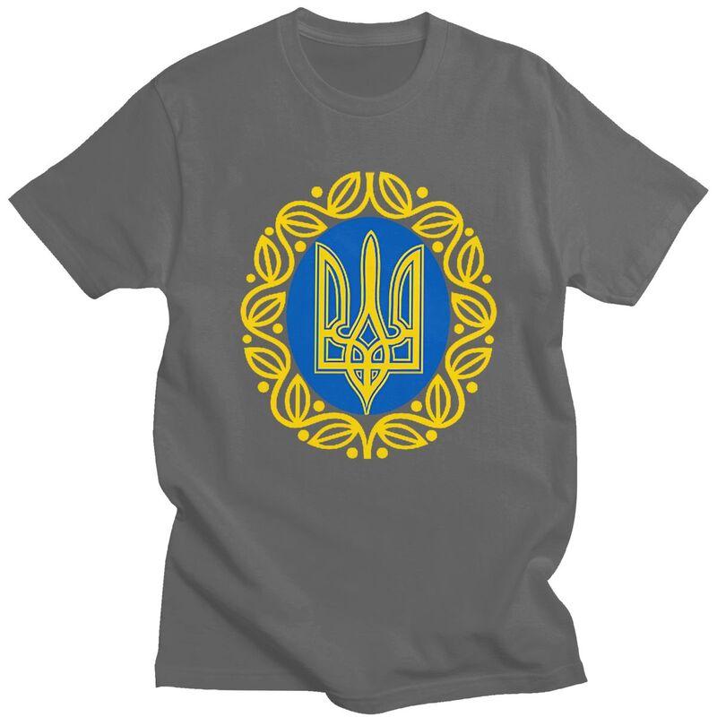 Custom Coat Of Arms Ukraine Flag T Shirt Men Short Sleeves 100 Cotton Tshirt Casual Ukrainian Trident Tee Tops Fashion Tshirt