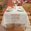 Toalha de mesa de costura de renda estilo pastoral, toalha de mesa de luxo leve de cor sólida para decoração de mesa de festa de casamento em casa