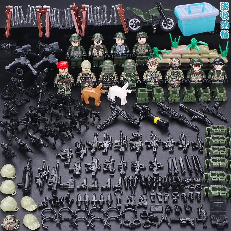 Compatible Minifigures Military Special Forces Police Boys Assemble Minifigures Soldiers Children's Educational Toys Puzzles