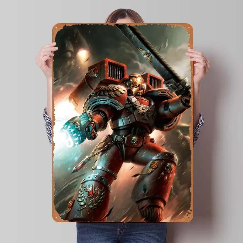 W-Warhammers Metallschild Anpassbare Spieleposter Vintage Heimdekoartikel Retro Blechschild für Gamerzimmer-Dekoration Wand