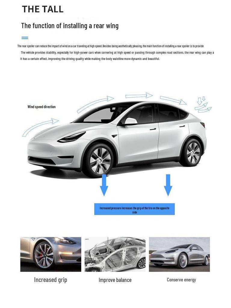 Tesla Model Y/3 Rear Wing: High-Performance Blow-Molded Spoiler for P Version