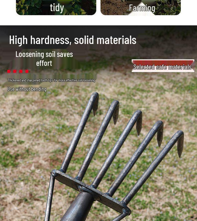 Five-Tooth All-Steel Rake for Beach, Clam Digging, and Gathering Seafood
