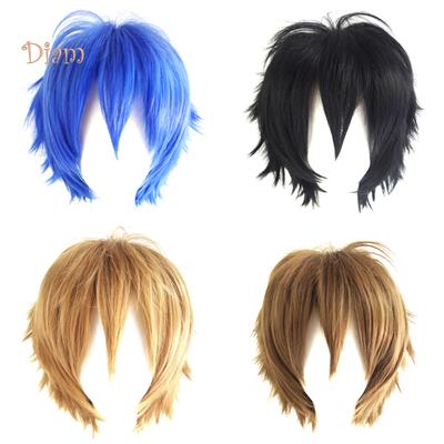 Men Short Spiky Layered Hair Synthetic Halloween Anime Cosplay Wig Hairpiece