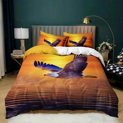 Adler Bettbezug Set Polyester Bettwäsche für Jungen Teenager Erwachsene King Queen Größe Grau Weiß Bettbezug Bettset Steppdeckenbezug