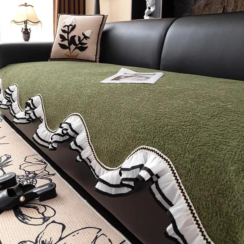 Chenille Sofa Cushion Four Seasons Universal Non-slip Straight Row Sofa Cushion Irregular Light Luxury High-end Sofa Cover 30x50cm pillowcase 4689₽