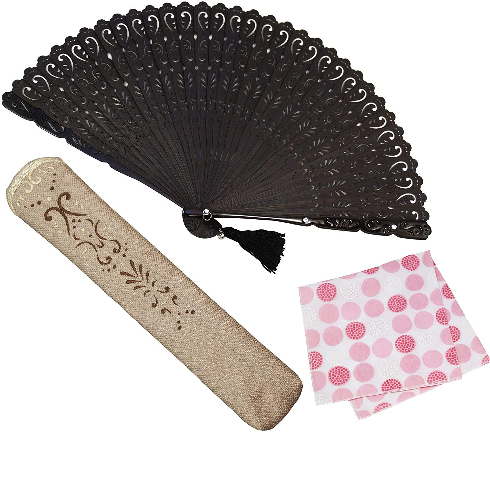 

Fan Fan Set with Dark Brown [Osaka Choseido] Fan, Women s, Stylish, Business, Bag, Holder, Handkerchief, Charm, темно-коричневого кольору