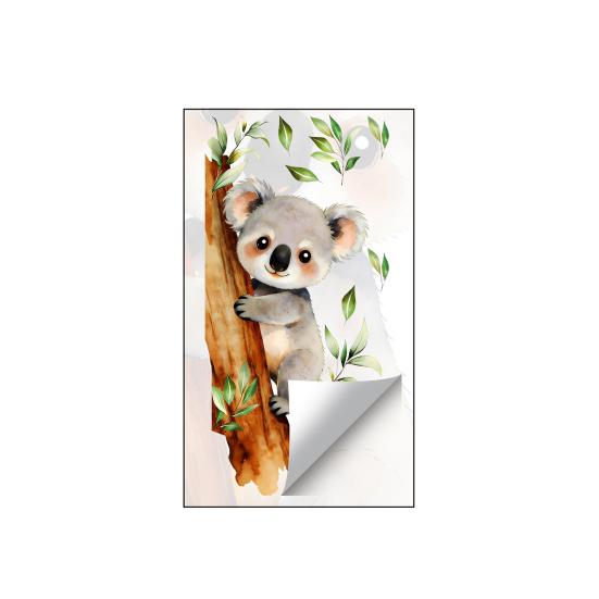 Removable Koala Window Cling Cute Koala on Branch Sticker Watercolor Animal Static PVC Decals for Kids Baby Bedroom Nursery